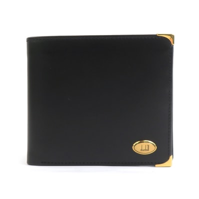 ダンヒル Dunhill 二つ折り財布 レザー ブラック メンズ【中古】 h31662a