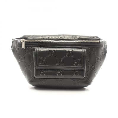 グッチ GUCCI GGエンボス ウエストバッグ ボディバッグ バッグ レザー メンズ レディース ブラック系 645093 【中古】