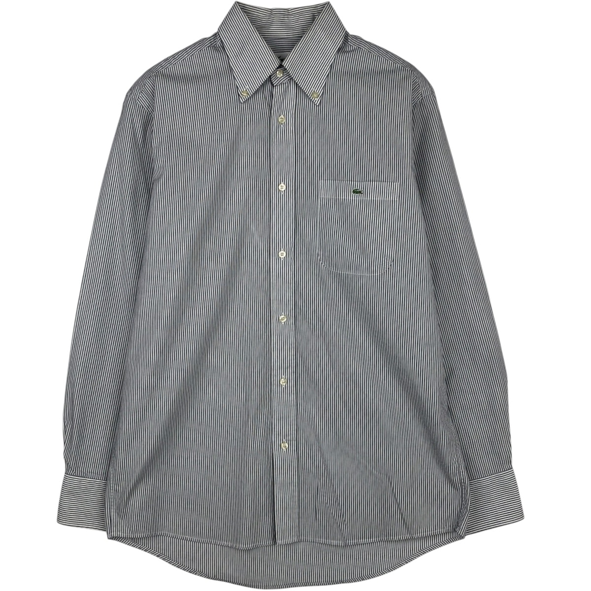 古着 ラコステ LACOSTE 半袖 ボタンダウン ストライプシャツ メンズM相当/eaa632596