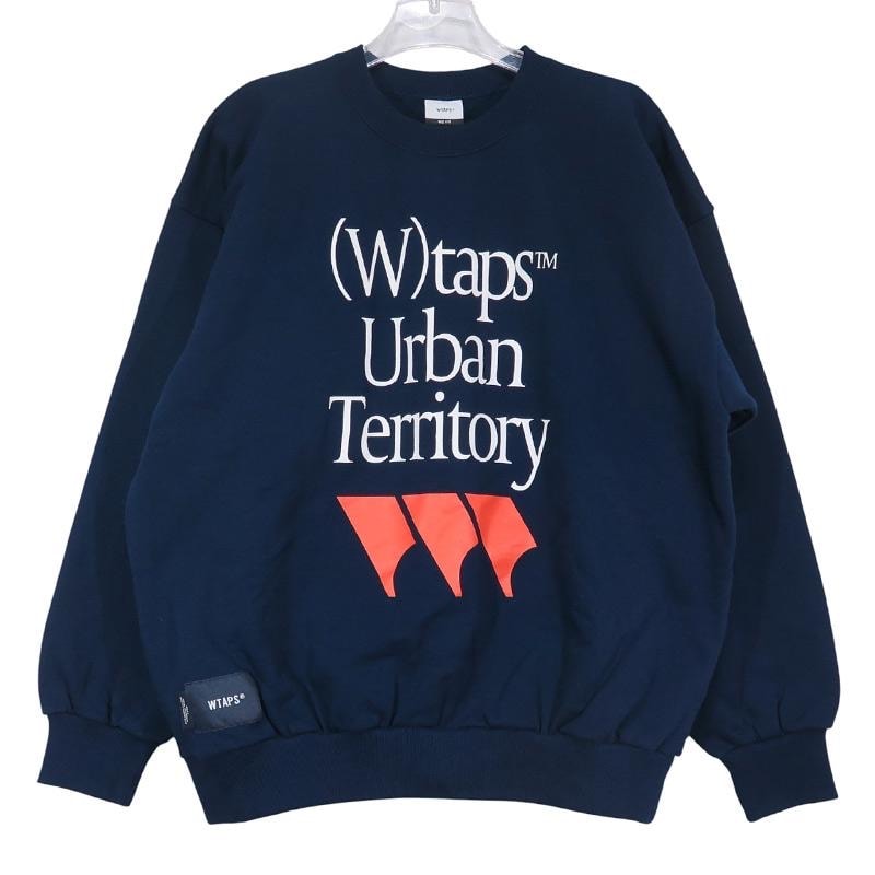 WTAPS 더블 탭스 22AW:///: /스웨터/코튼 222ATDT-CPM01S 크루넥 스웨트 네이비 탑 스트레이너 사이즈 02 (M)