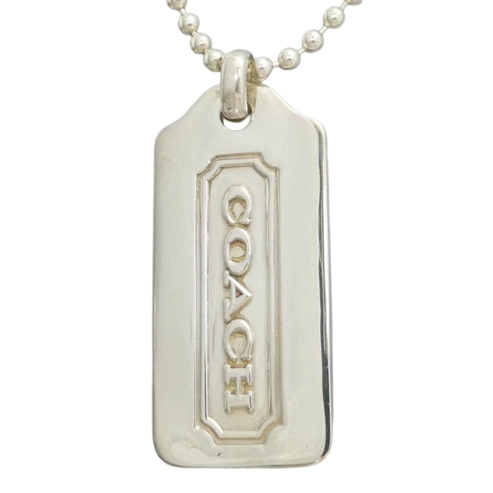 COACH コーチ シルバーロゴ プレート ボールチェーン ネックレス 925 SILVER シルバー系【中古】