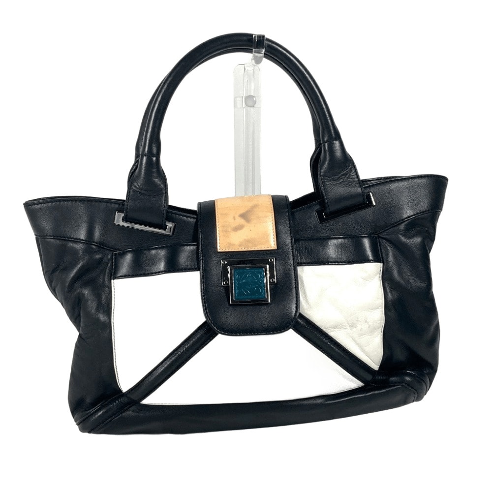 ロエベ LOEWE ロゴ アナグラム カバン ハンドバッグ 肩掛け ショルダーバッグ トートバッグ レザー ブラック