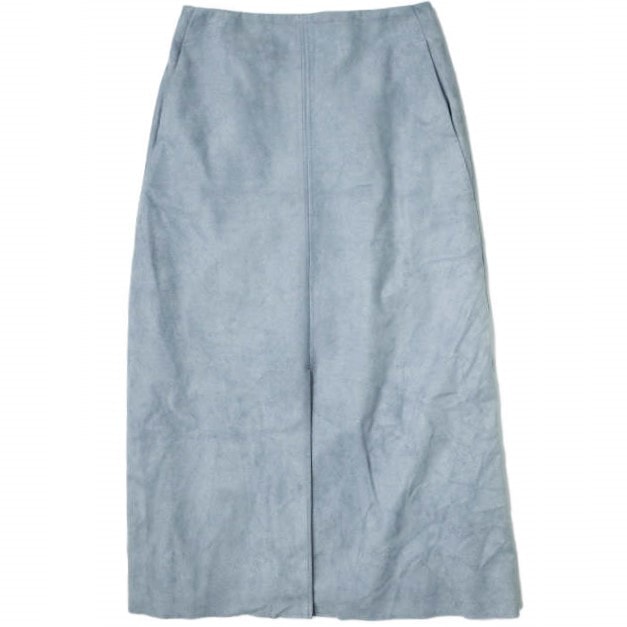 Demi-Luxe BEAMS デミルクス ビームス 19AW 日本製 エコスエードスカート 68-27-0456-126 38 ブルー スリット ロング Aライン ボトムス g10440