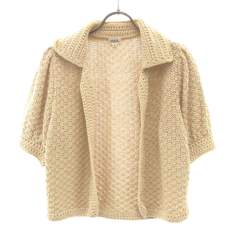 FOXEY 半袖 コットン ニットカーディガン