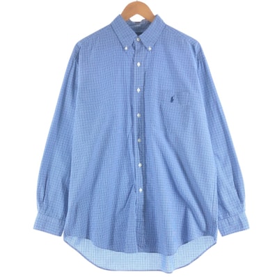 古着 ラルフローレン Ralph Lauren BLAKE 長袖 ボタンダウンチェックシャツ メンズL相当/eaa515391