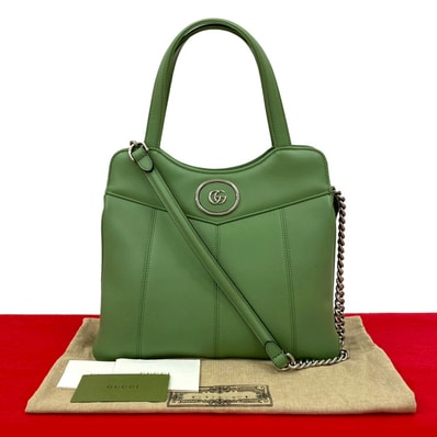 GUCCI グッチ スモール プチ GG ロゴ 金具 レザー ショルダーバッグ グリーン
3807b