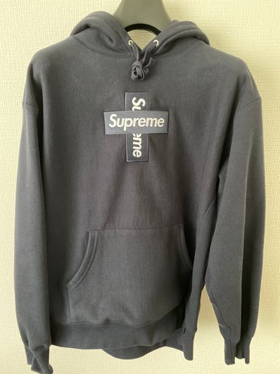 Supreme Cross Box Logo Hooded Sweatshirt "Navy"