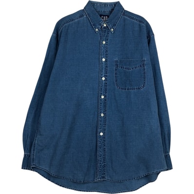 古着 90年代 ギャップ GAP オールドギャップ 長袖 リネン ボタンダウンシャツ メンズL相当 ヴィンテージ/eaa478118