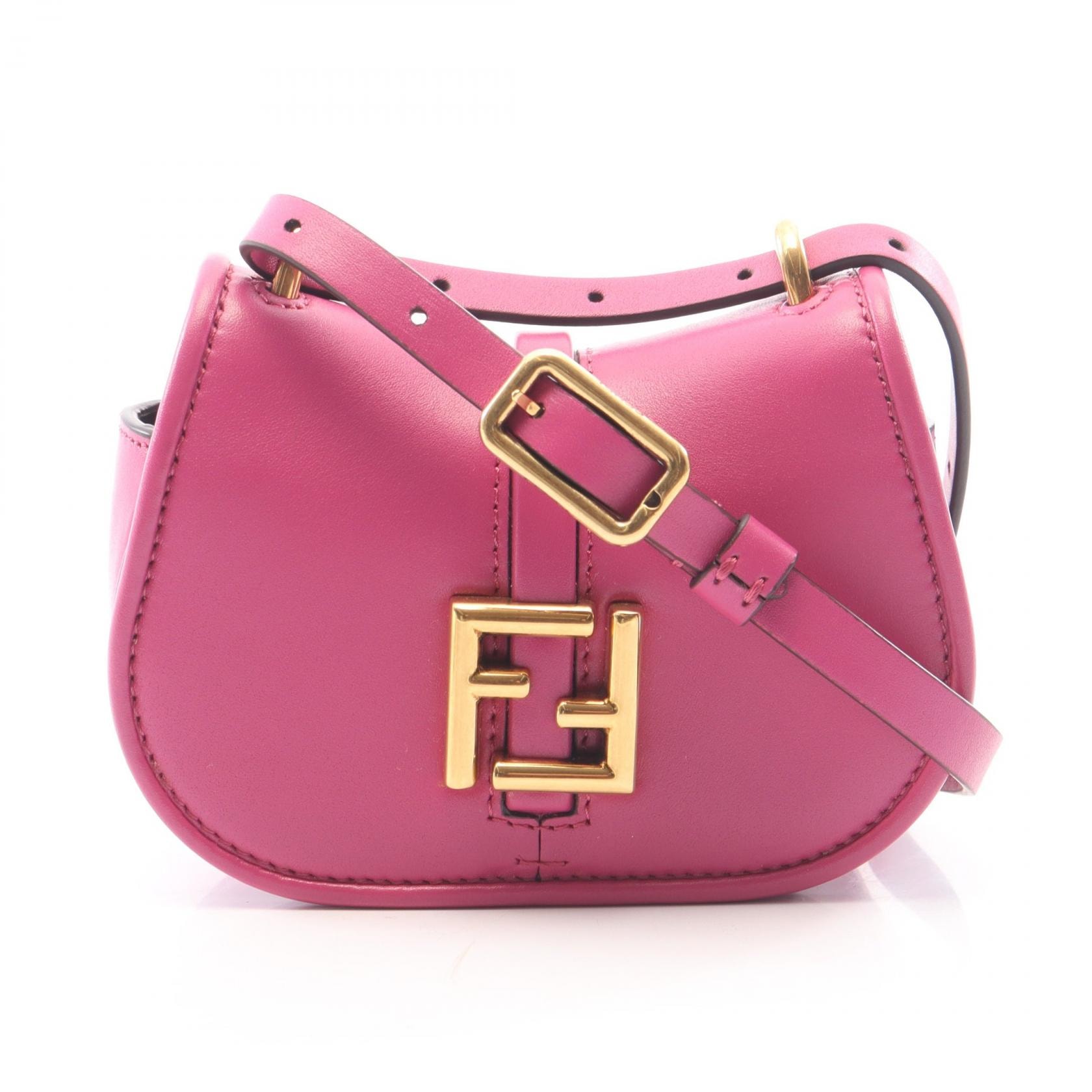 フェンディ FENDI カモン ナノ ショルダーバッグ バッグ レザー レディース ピンク系 7AS219 【中古】