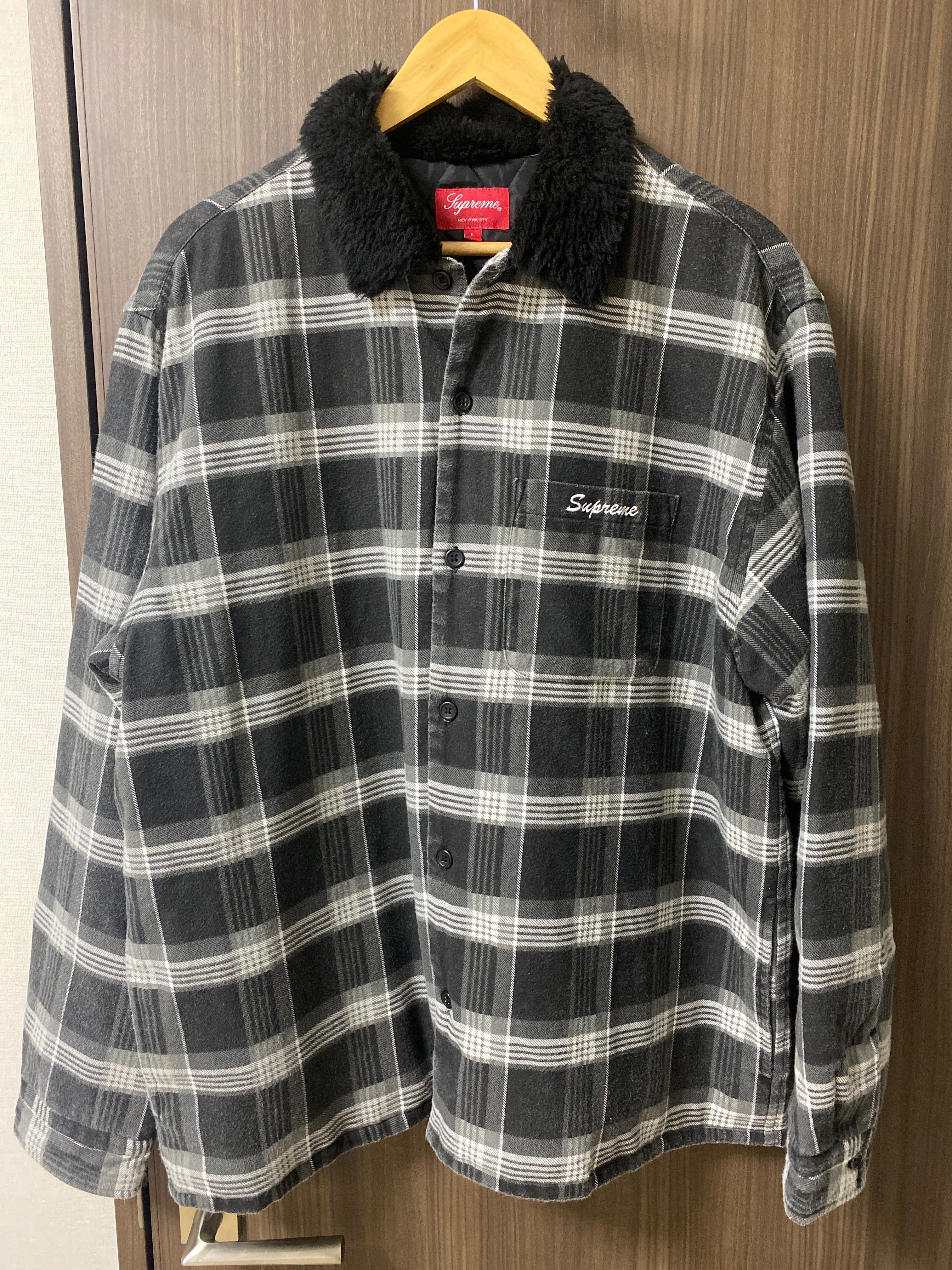 Supreme Faux Fur Collar Flannel Shirt "Black"