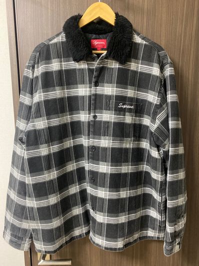 Supreme Faux Fur Collar Flannel Shirt "Black"