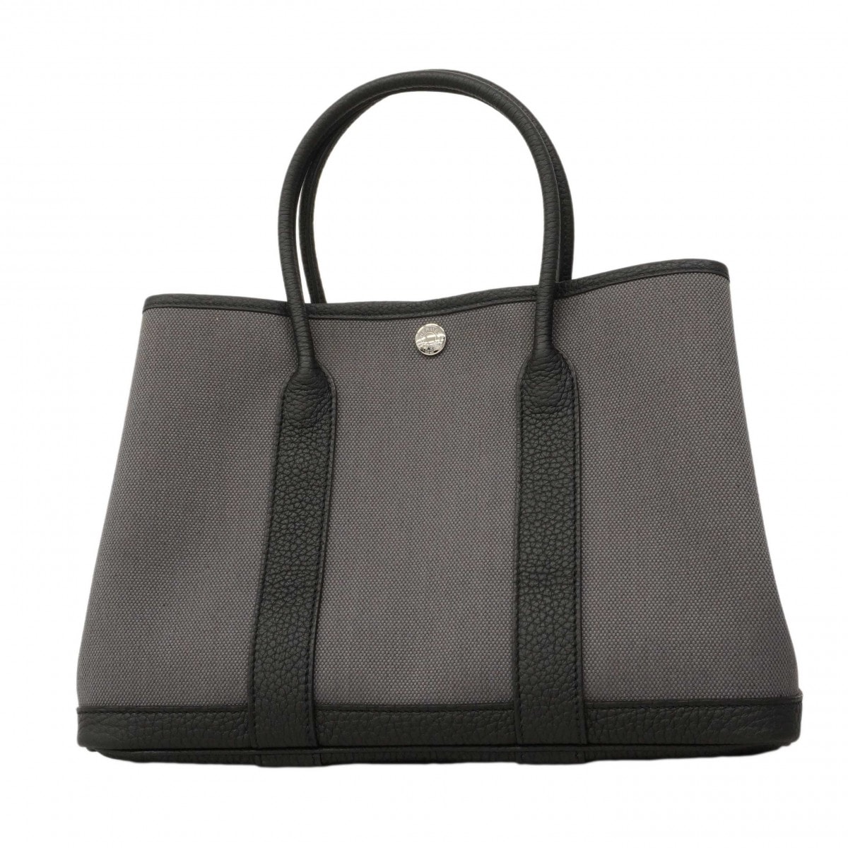 【6db1586】エルメス トートバッグ ガーデンパーティTPM トワルミリタリー ブラック シルバー金具 K刻印【中古】レディース