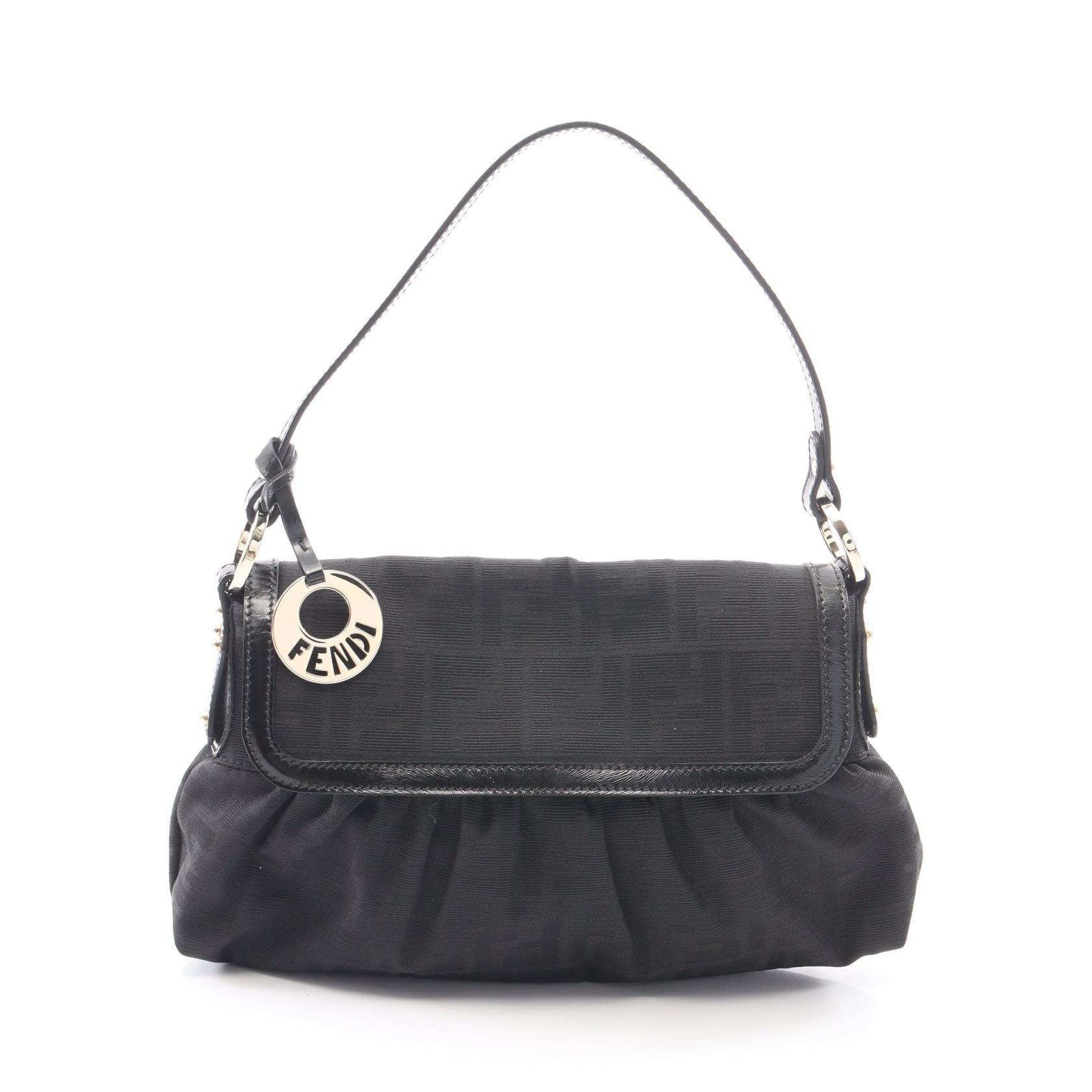 フェンディ FENDI ズッカ ショルダーバッグ バッグ キャンバス レザー レディース ブラック系 8BR445 【中古】