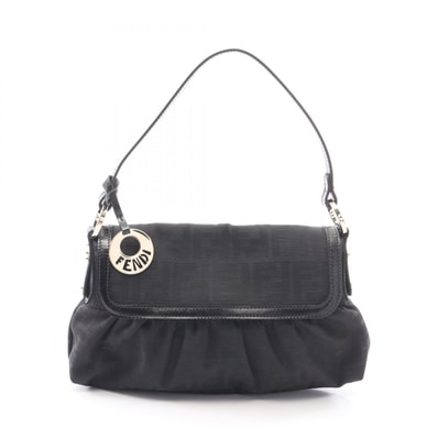 フェンディ FENDI ズッカ ショルダーバッグ バッグ キャンバス レザー レディース ブラック系 8BR445 【中古】