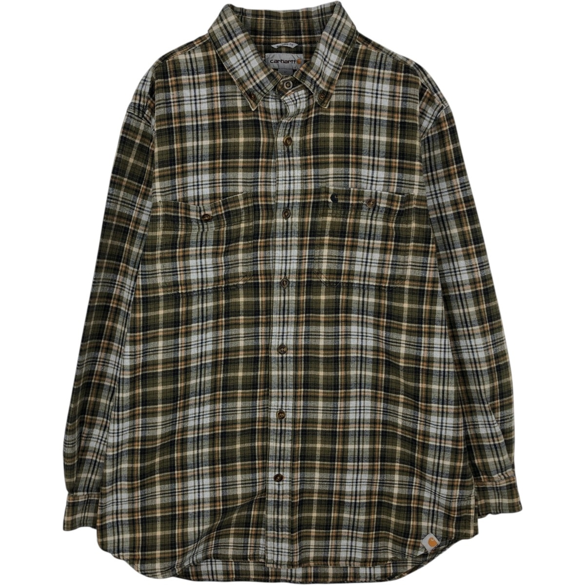 古着 カーハート Carhartt RELAXED FIT 長袖 ボタンダウン フランネルチェックシャツ メンズL相当/eaa477814