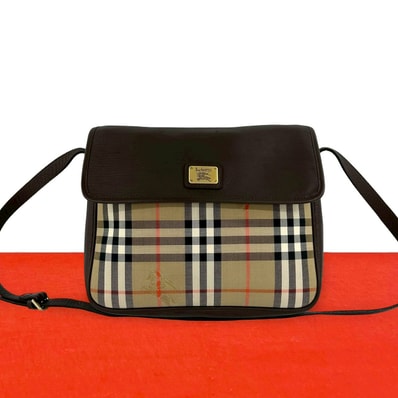 BURBERRY バーバリー ノバチェック シャドーホース 柄 キャンバス レザー ショルダーバッグ ブラウン
02556