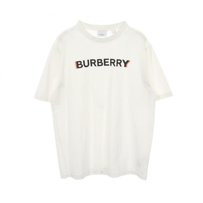 バーバリー BURBERRY ロゴプリント クルーネック 半袖Tシャツ 衣料品 トップス コットン メンズ ホワイト系 【中古】