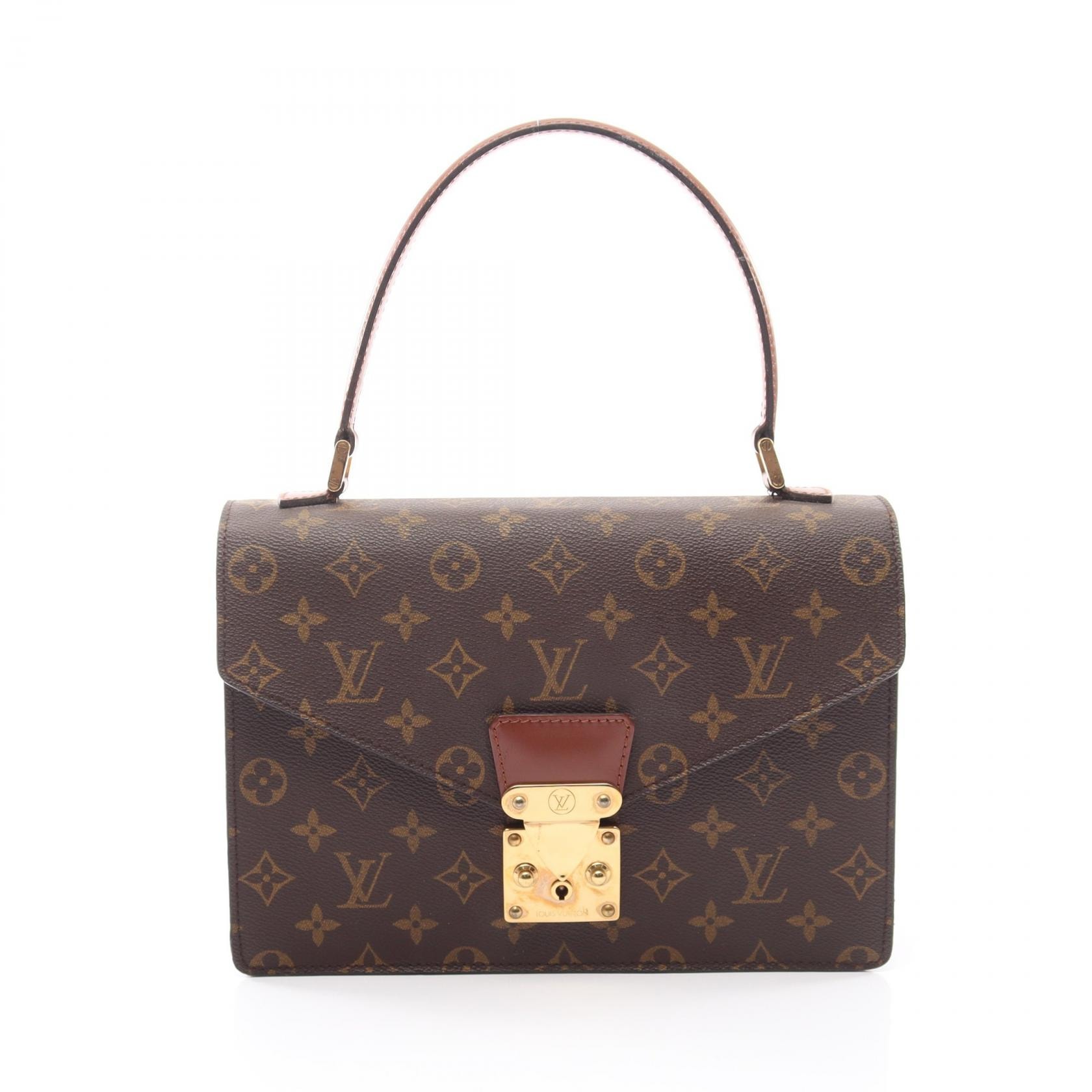 ルイ・ヴィトン LOUIS VUITTON モンソー モノグラム ハンドバッグ バッグ PVCコーティングキャンバス レザー レディース ブラウン系 M51185 【中古】
