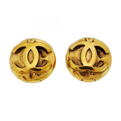 【6jdb0485-k】シャネル イヤリング ヴィンテージ ココマーク 丸型 サークル GPメッキ ゴールド【中古】レディース