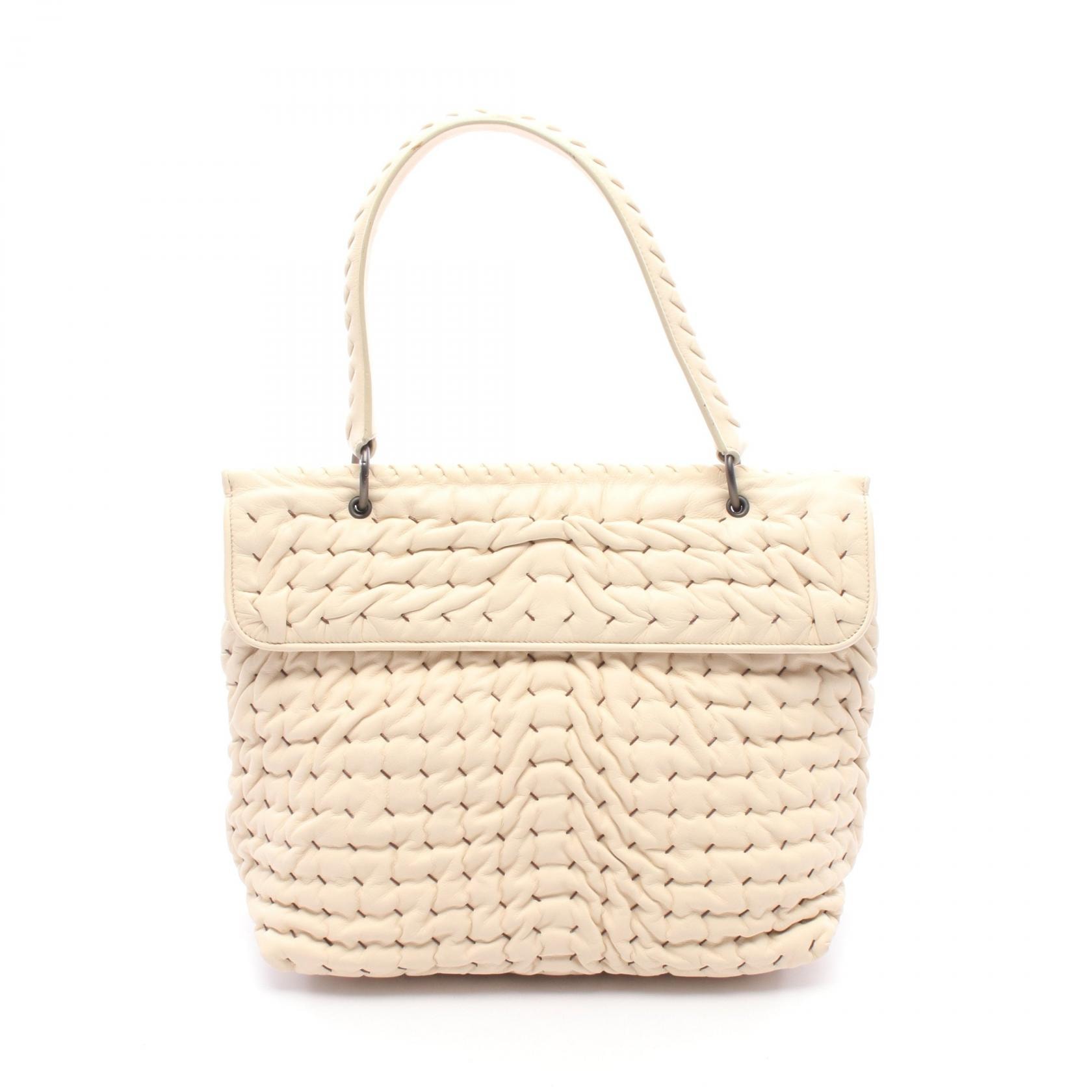 ボッテガヴェネタ BOTTEGA VENETA ショルダーバッグ バッグ ラムスキン(羊革) レディース アイボリー系 【中古】