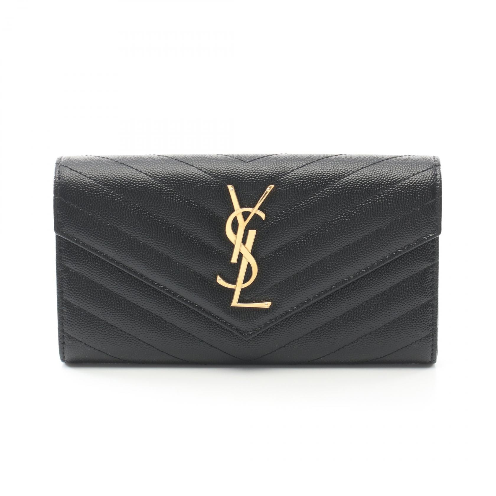 サンローランパリ SAINT LAURENT PARIS モノグラム 二つ折り長財布 財布 レザー レディース ブラック系 372264BOW011000 【新品】