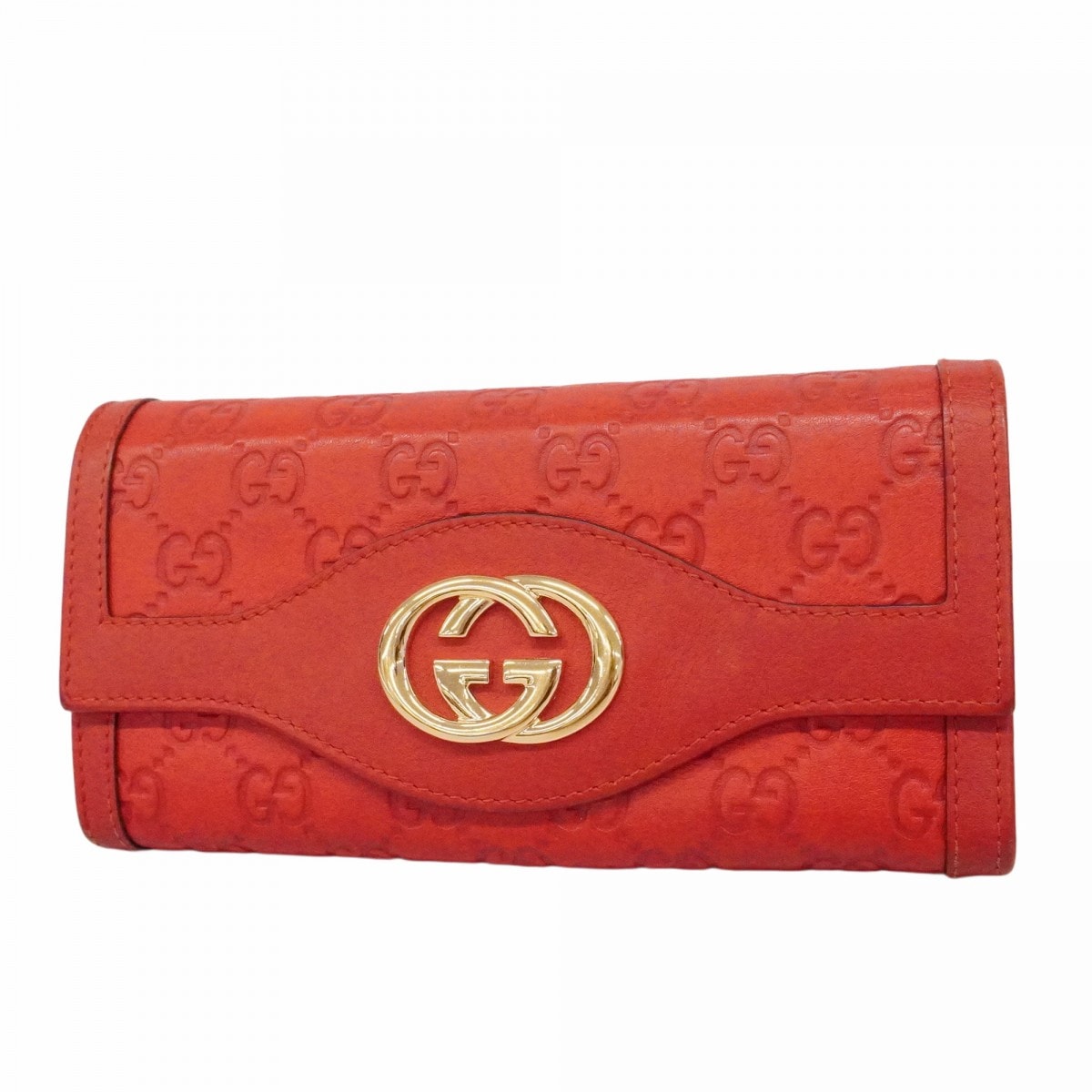 ★最終価格【6dc2552-k】グッチ 長財布 グッチシマ 282431 レザー レッド ゴールド金具【中古】レディース