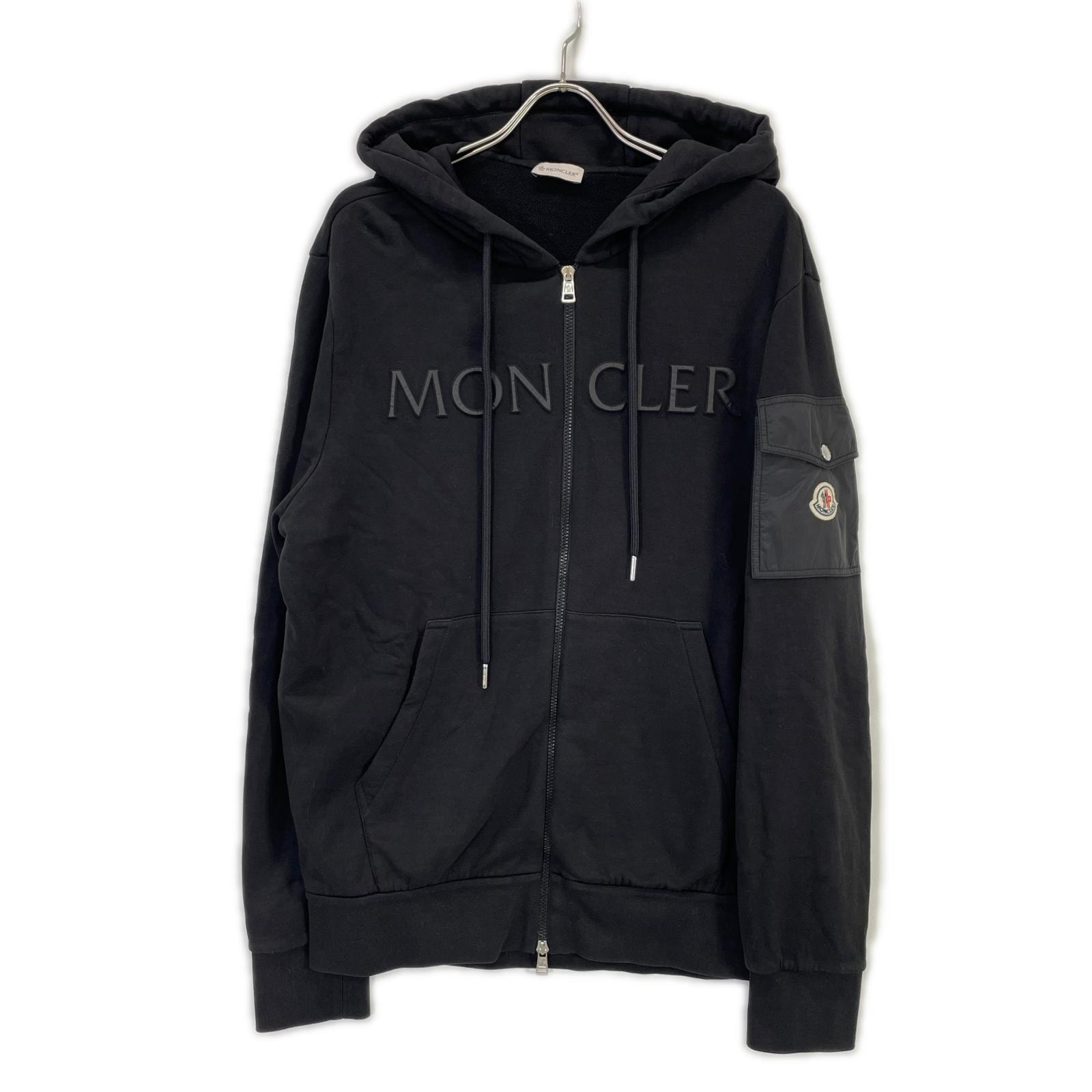 モンクレール 22年 ブラック FELPA CON CAPPUCCIO パーカー XL