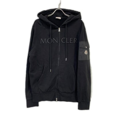 モンクレール 22年 ブラック FELPA CON CAPPUCCIO パーカー XL