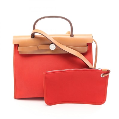 エルメス HERMES エールバッグジップPM テールバテュー ナチュラル 2WAY ハンドバッグ バッグ トワルミリタリー / ヴァッシュハンター トワルミリタリー オレンジ X刻印(2016年製造) レディース オレンジ系