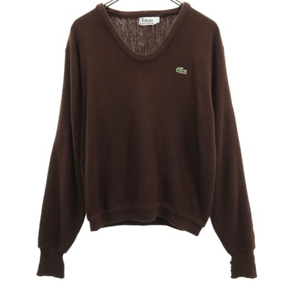 IZOD LACOSTE アイゾットラコステ 70s 糸巻きタグ ヴィンテージ 長袖 アクリルニット セーター M ブラウン