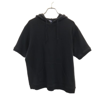 GAP ギャップ 半袖 スウェットパーカー M ブラック プルオーバー