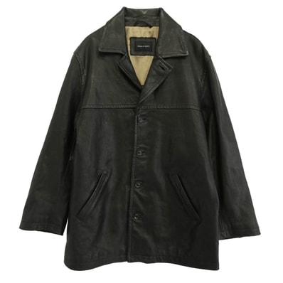 Adam et Rope' アダムエロペ ジャケット GML-15110-B シープスキン ウォッシュド レザー カーコート ジャケット ブラック系 L【中古】