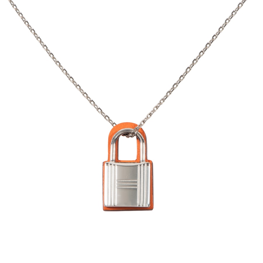 HERMES エルメス オーケリー PM ネックレス ペンダント メタル ヴォースイフト シルバー オレンジ【中古】