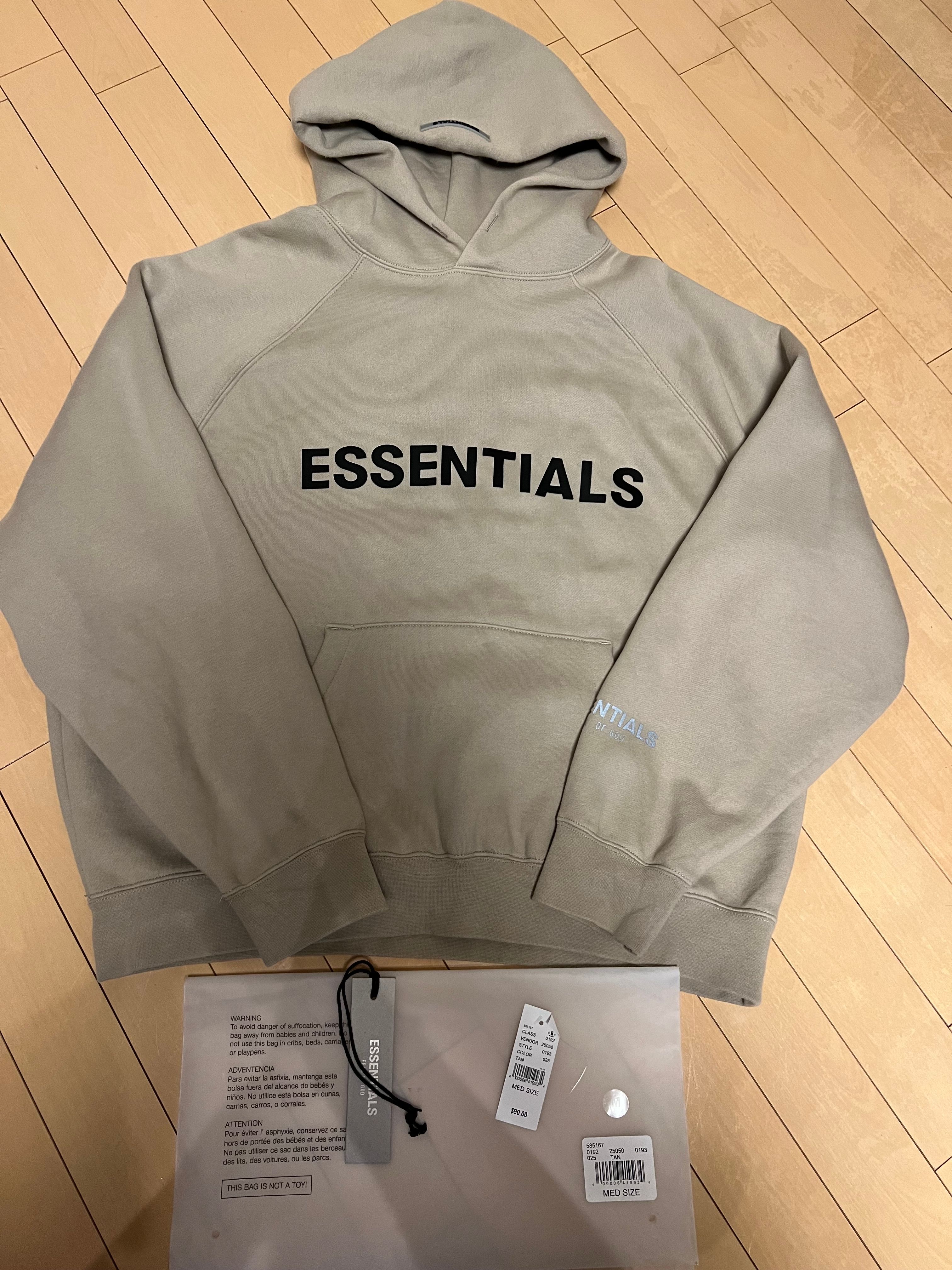 FEAR OF GOD ESSENTIALS 3D Silicon Applique Pullover Hoodie "Tan/String"