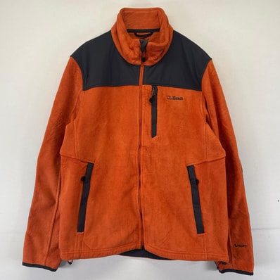 古着 エルエルビーン L.L.Bean フリース ジャケット フルジップ ワンポイントロゴ刺繍 アウトドア ツートンカラー S オレンジ系 メンズ