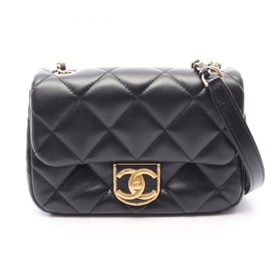 シャネル CHANEL マトラッセ スモールフラップ ショルダーバッグ バッグ ラムスキン(羊革) レディース ブラック系 AS2473 【中古】