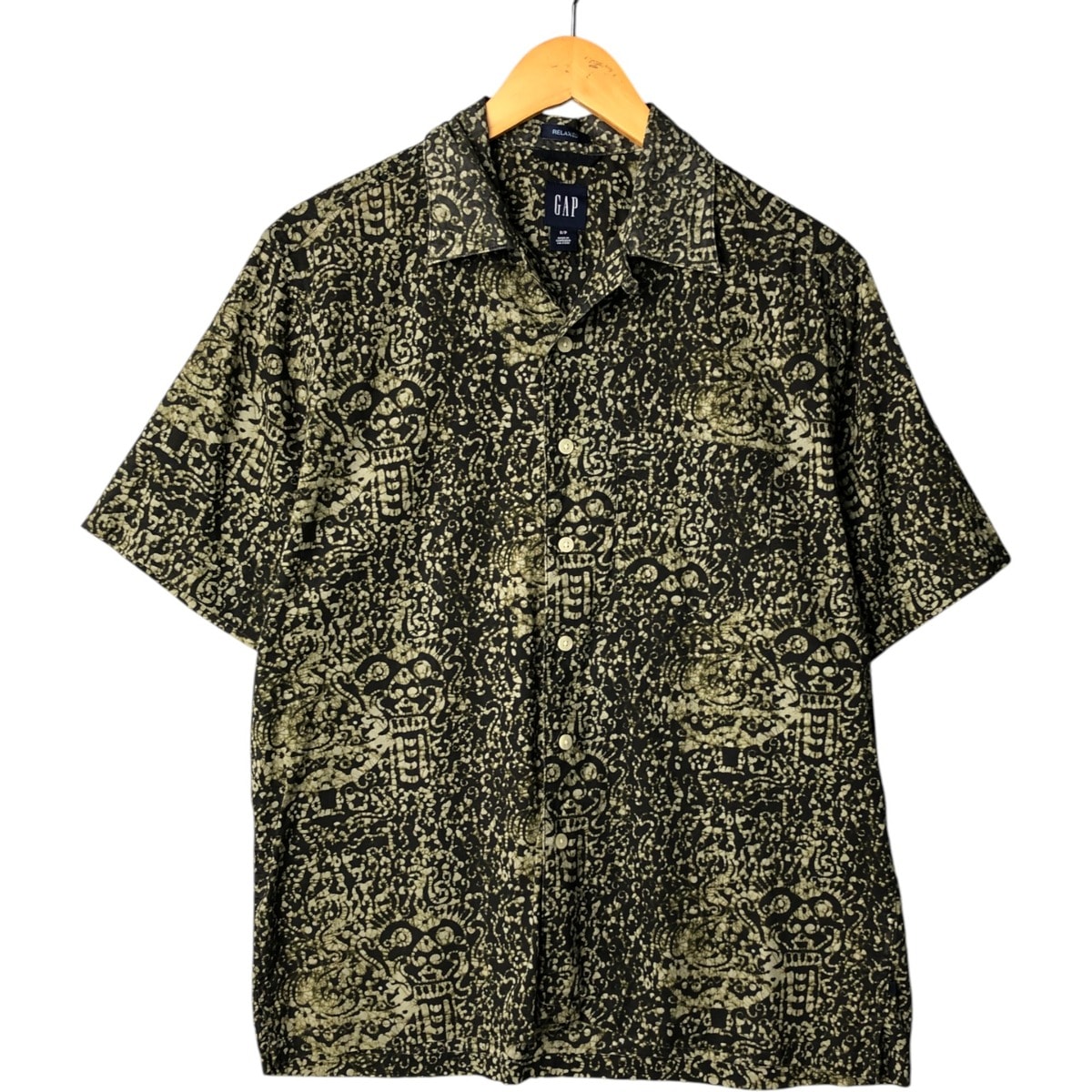古着 ギャップ GAP RELAXED 総柄 半袖 オープンカラー コットンシャツ メンズS相当 ボックスシャツ/eaa572785