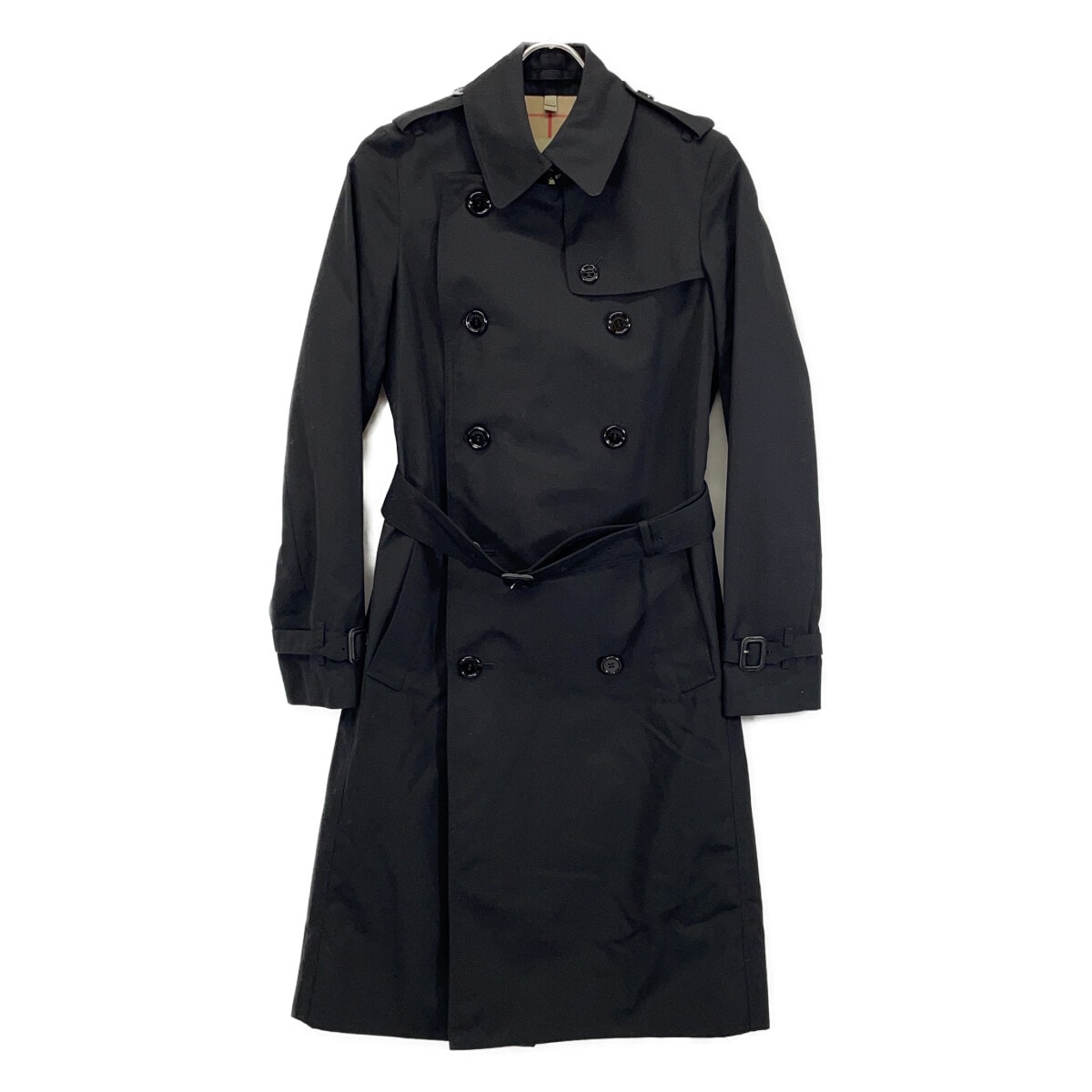 バーバリーロンドン ブラック ノヴァチェック裏地 ベルト付きトレンチコート