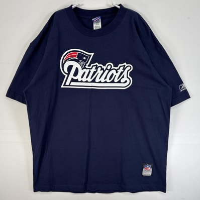 古着 00’s/00年代 リーボック Reebok 半袖Tシャツ NFL ペイトリオッツ 肉厚 L ネイビー 両面プリント メンズ