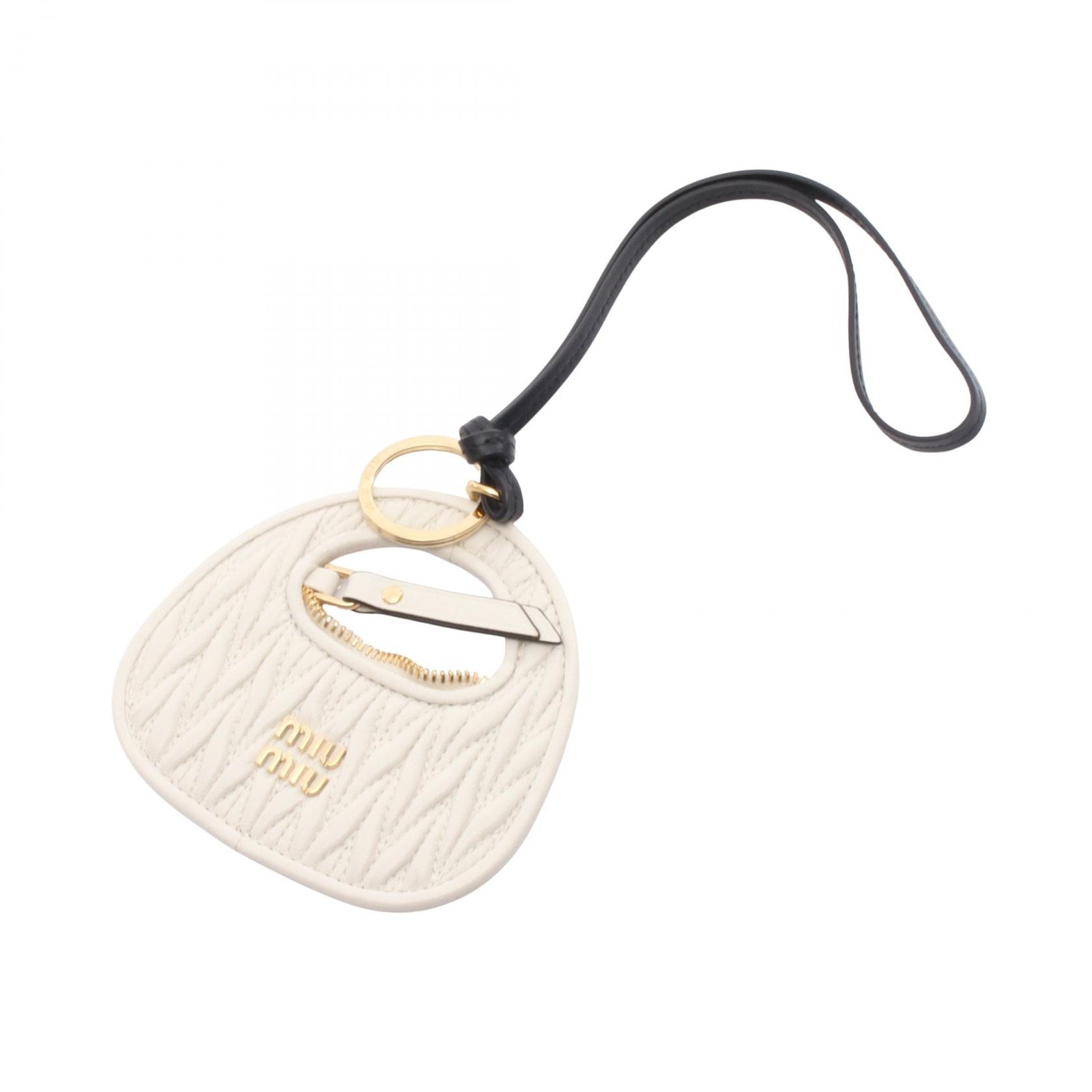 ミュウ ミュウ Miu Miu ワンダー キーホルダー アクセサリー レザー レディース ホワイト系 5TL3572CWBF0009 【新品】