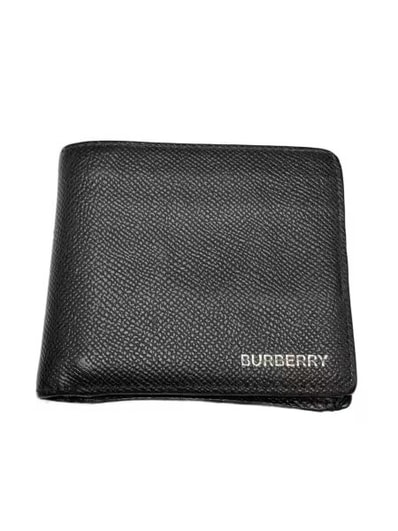 Burberry Grainy Leather International Bifold Coin Wallet "Black"