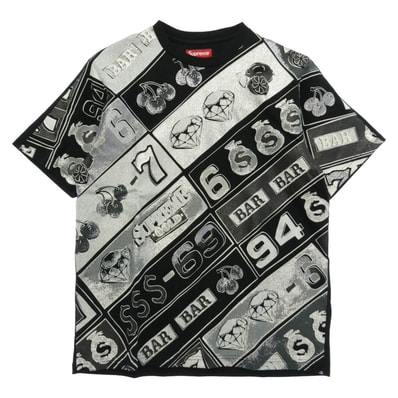 Supreme シュプリーム 26SS Slot Machine S/S Top スロット マシーン 総柄 クルーネック 半袖 Tシャツ カットソー ブラック系 シルバー系 L【新古品】【未使用】【中古】