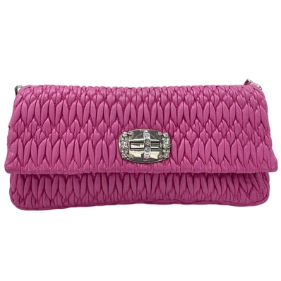 ミュウ ミュウ Miu Miu レザー ナッパクリスタル 3WAY ショルダーバッグ【中古】