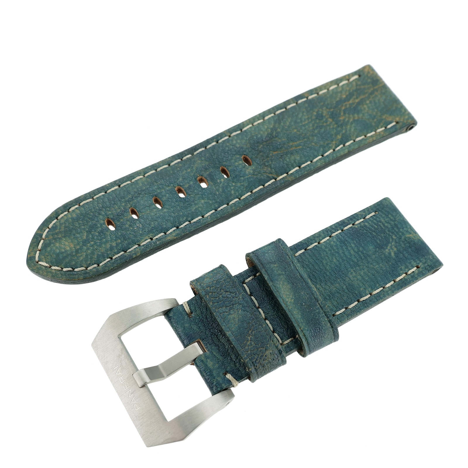 美品 PANERAI パネライ 純正 レザーベルト 尾錠付 26mm ブルー メンズ 時計ベルト