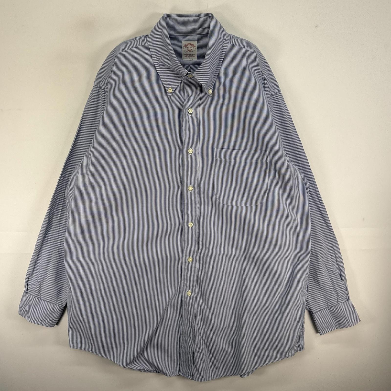古着 ブルックスブラザーズ Brooks Brothers 長袖シャツ 胸ポケ 346 ボタンダウン L ブルー系 ストライプ メンズ