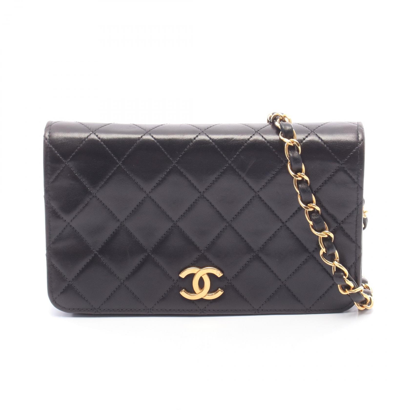 シャネル CHANEL ミニマトラッセ フルフラップ ショルダーバッグ バッグ ラムスキン(羊革) レディース ブラック系 【中古】