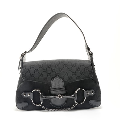 グッチ GUCCI ホースビット ワンショルダー GGキャンバス ショルダーバッグ【中古】