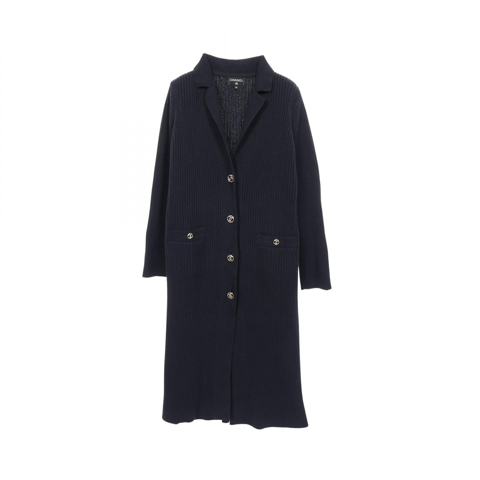 シャネル CHANEL ココマークボタン ニット カーディガン 衣料品 トップス コットン レディース ネイビー系 【中古】