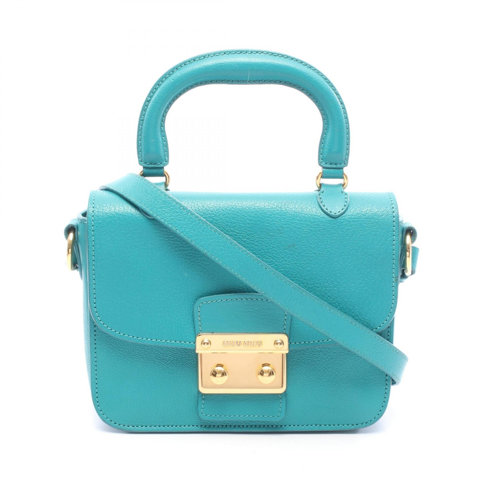 ミュウ ミュウ Miu Miu マドラス 2WAY ハンドバッグ バッグ レザー レディース グリーン系 【中古】
