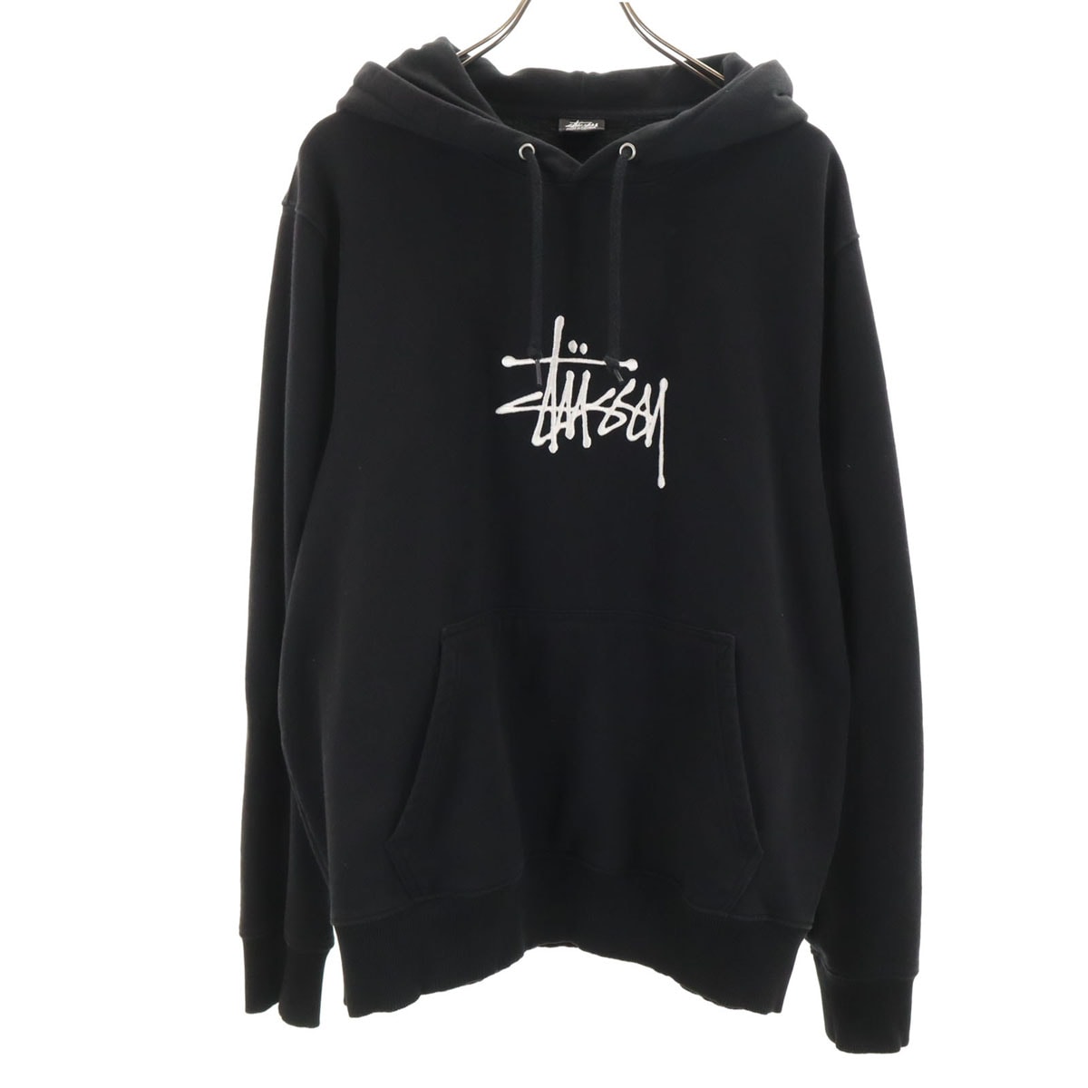 美品 STUSSY ステューシー 長袖 スウェットパーカー L ブラック 裏起毛